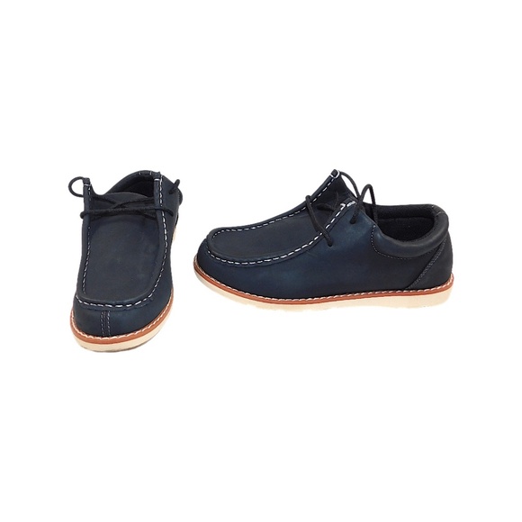 Sonoma Goods for Life Boys’ Navy Leather Lace-Up Shoes | Size 4 (Medium) - Picture 4 of 6
